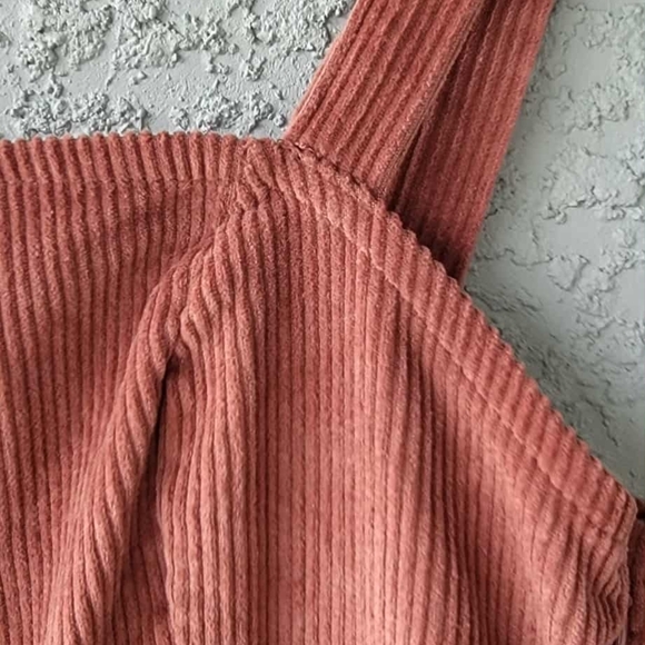 Chic Strapless Corduroy Dress in Rust - Picture 3 of 8